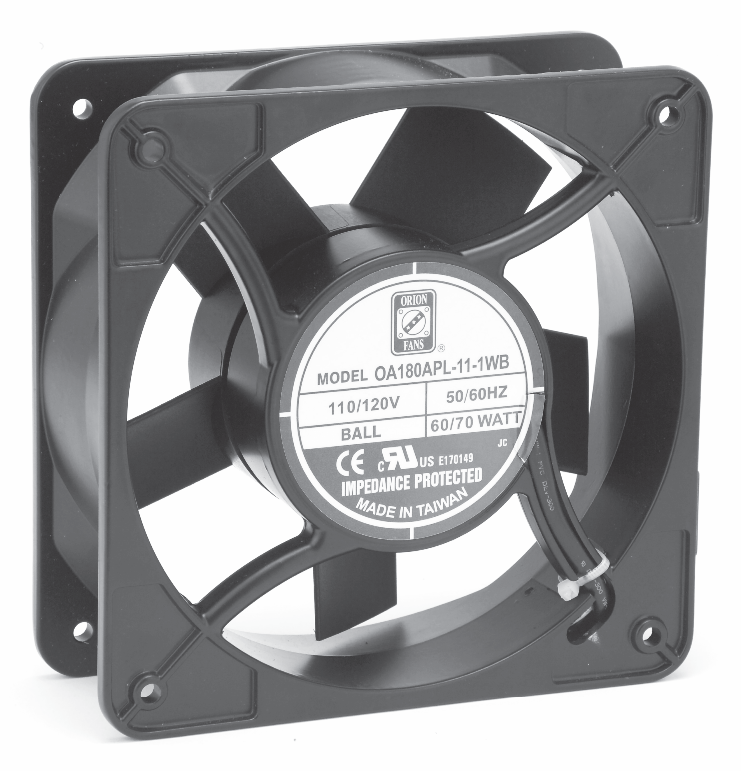 AC Fan – 115V, 180 x 65mm (7.1” x 2.6”) Airflow (CFM 210) 40db